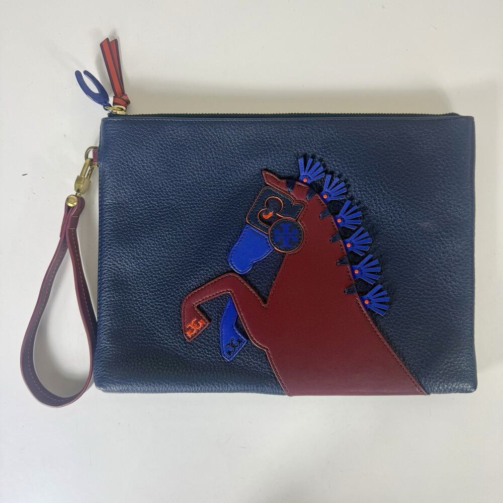 Tory Burch Horse Clutch Wristlet Leather